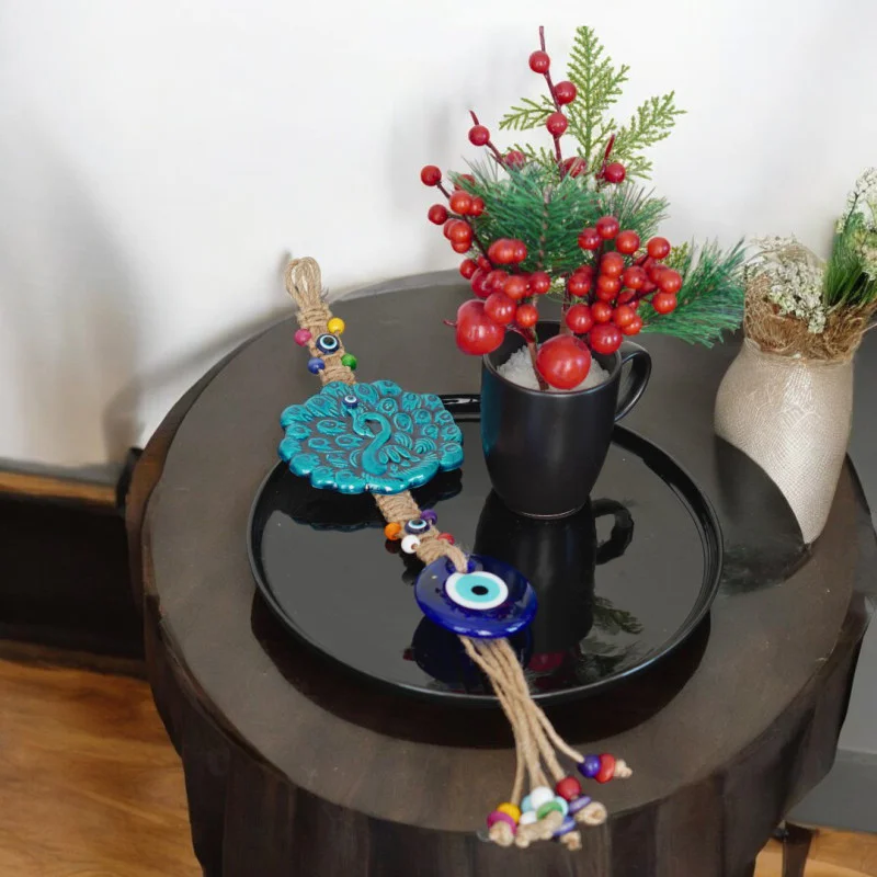 Tavus Kuşu El Yapımı Seramik Duvar Süsleri Nazar Boncuğu 40 cm Tavus Kuşu El Yapımı Seramik Duvar Süsleri Nazar Boncuğu 40 cm