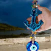 Seramik Çapa Model Makrome İpli Nazar Boncuğu Duvar Süsü 40 cm
