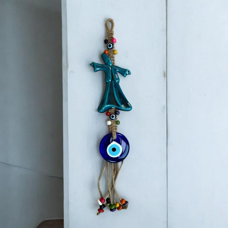 Nazar Boncuklu Seramik Semazen Duvar Süsü El İşi 40 cm Nazar Boncuklu Seramik Semazen Duvar Süsü El İşi 40 cm
