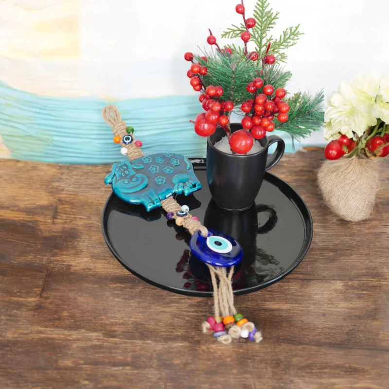 Nazar Boncuklu Seramik İnek Duvar Süsü El Işi 40 cm Nazar Boncuklu Seramik İnek Duvar Süsü El Işi 40 cm