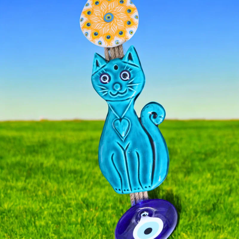 Kedi Nazar Boncuğu Seramik Duvar Süsü 50 cm Kedi Nazar Boncuğu Seramik Duvar Süsü 50 cm