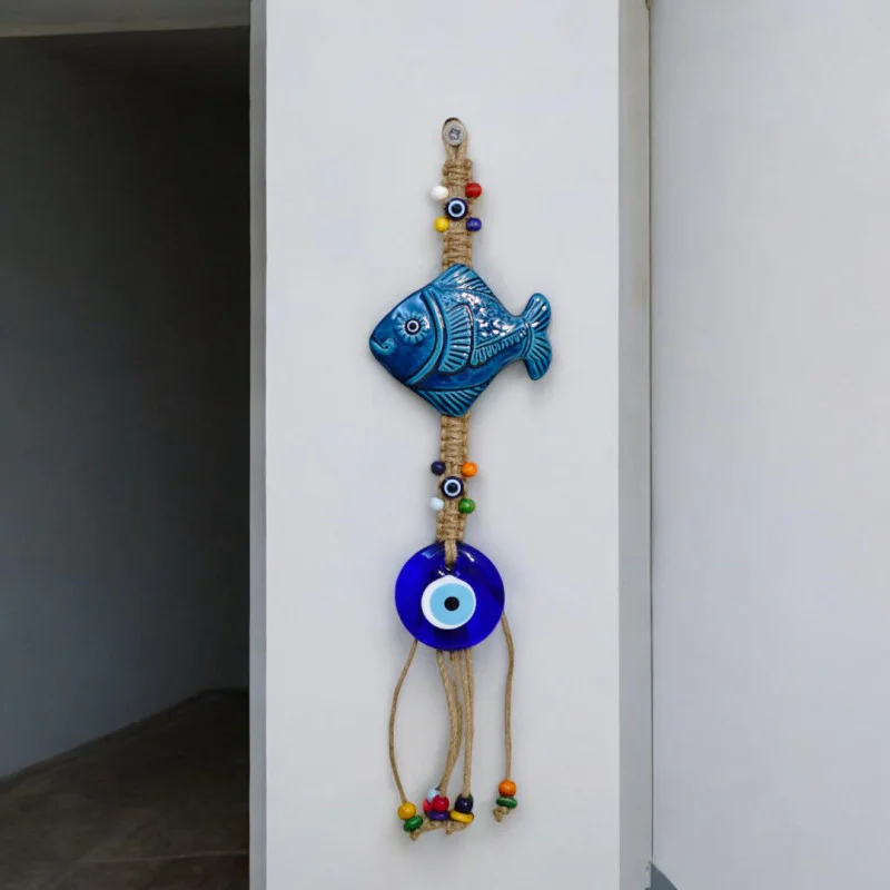 Balık Duvar Süsü Seramik Nazar Boncuğu 40 cm Balık Duvar Süsü Seramik Nazar Boncuğu 40 cm