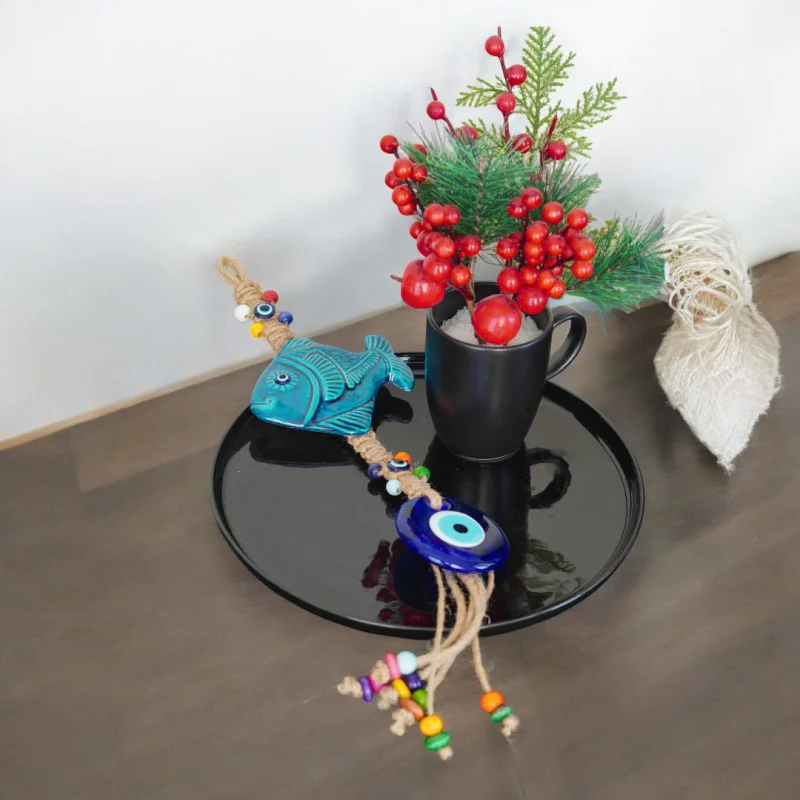 Balık Duvar Süsü Seramik Nazar Boncuğu 40 cm Balık Duvar Süsü Seramik Nazar Boncuğu 40 cm