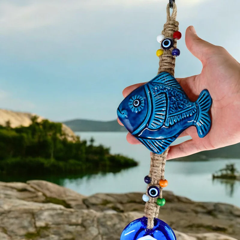 Balık Duvar Süsü Seramik Nazar Boncuğu 40 cm Balık Duvar Süsü Seramik Nazar Boncuğu 40 cm