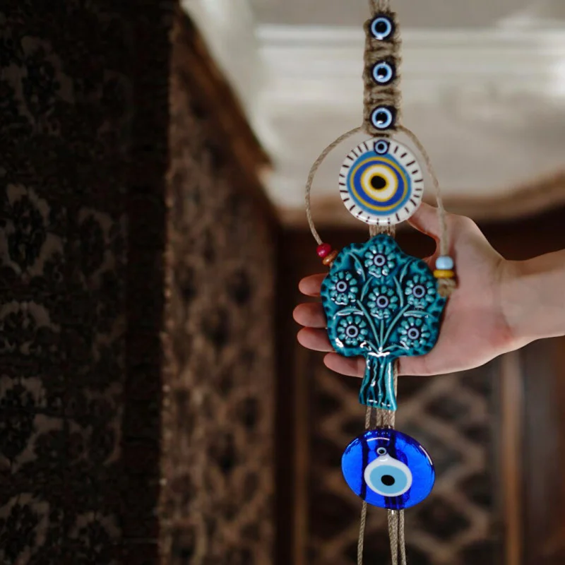 Ağaç Desenli Nazar Boncuğu Seramik Duvar Süsü 50 cm Ağaç Desenli Nazar Boncuğu Seramik Duvar Süsü 50 cm
