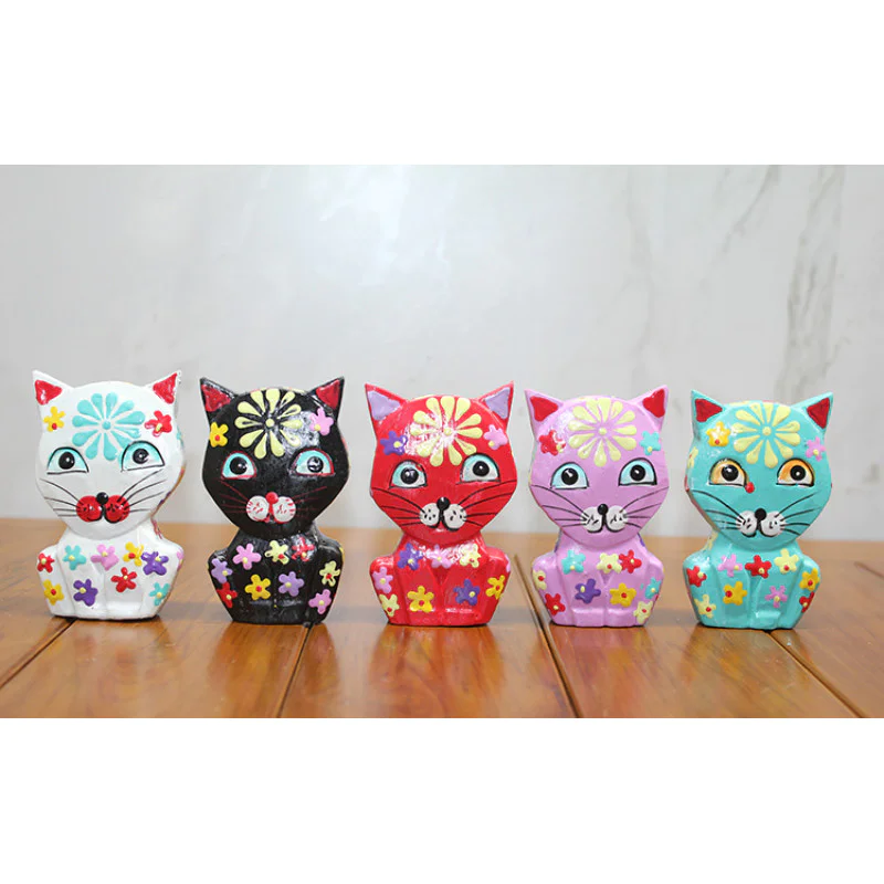 Ahşap 5Li Kedi Seti Polos:5