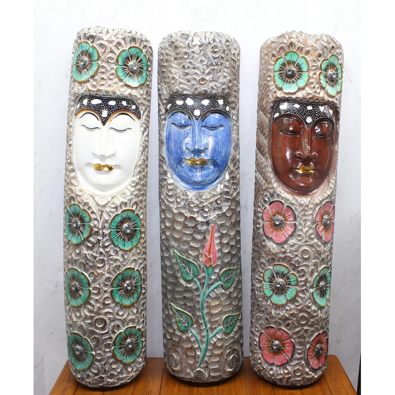 Ahşap Duvara Asmalı Buda Maske 1.Metre Galıleo-15