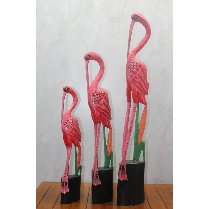 Ahşap 3'Lü Flamingo Seti Trendy-5