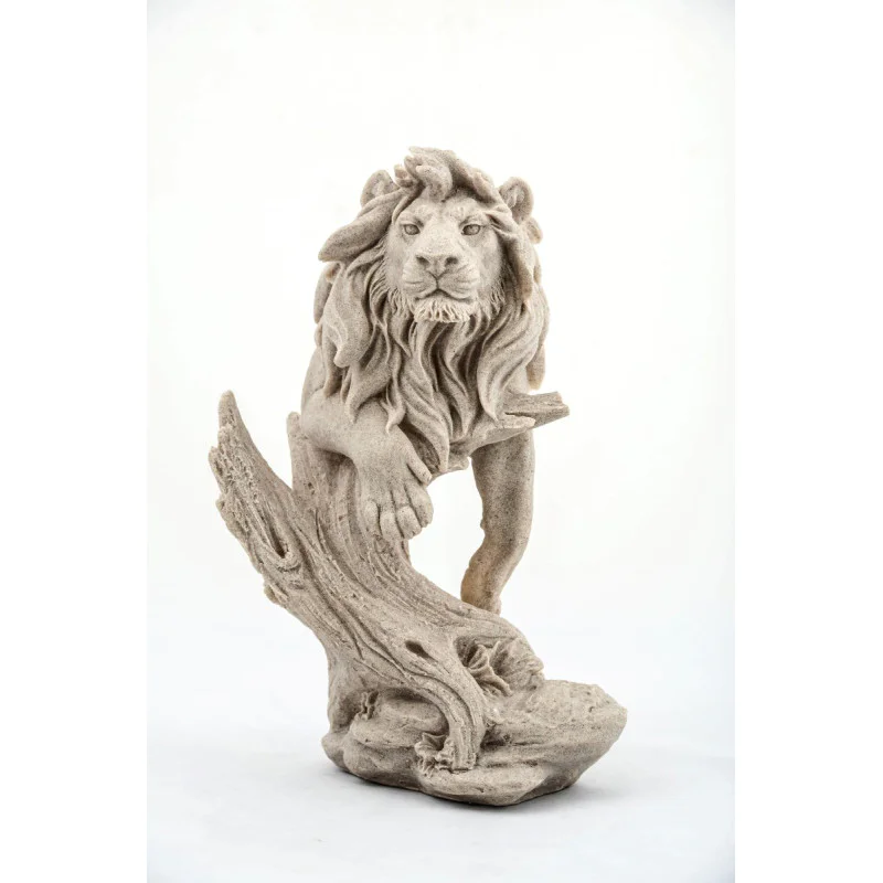 Özel Tasarım Dekoratif Polyester Dal Üstünde Duran Aslan Biblo 30 Cm 6aly590