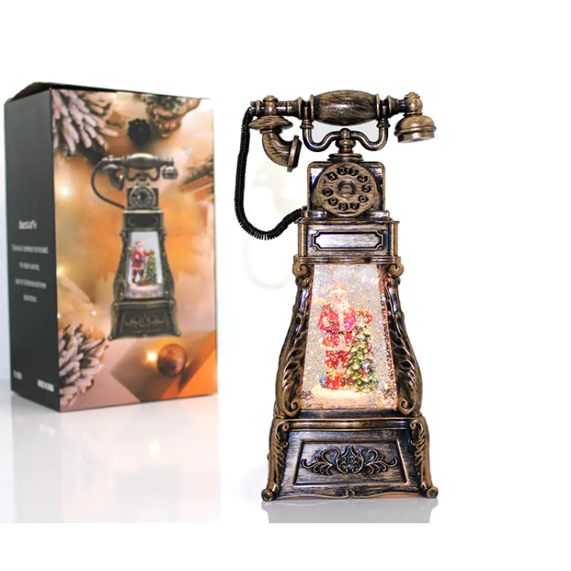 Telefon Tasarımlı Noel Babalı Işıklı Müzikli Püskürtmeli Kar Kar küresi ALK195