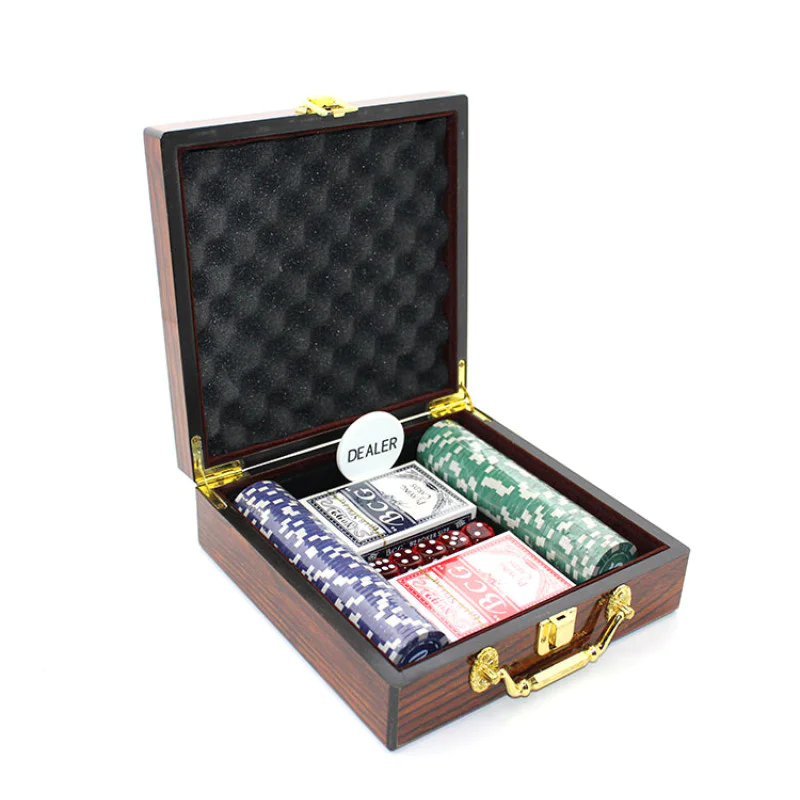 Ahşap Çantalı 100 Chipli Poker Oyunu Alk1497