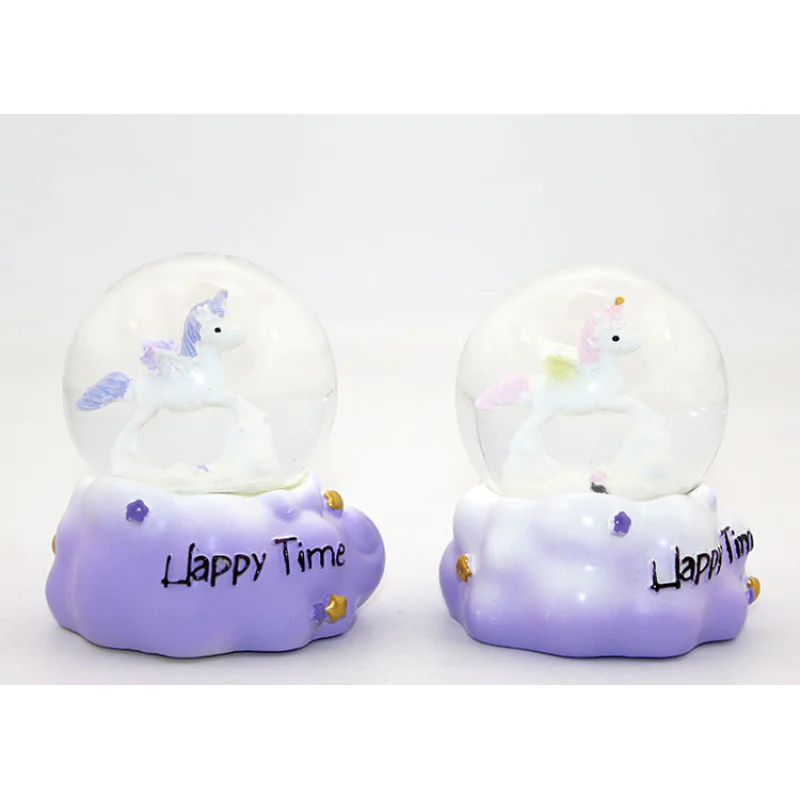 Küçük Unicorn Tasarımlı Işıklı Kar Küresi 9 Cm Alk1785