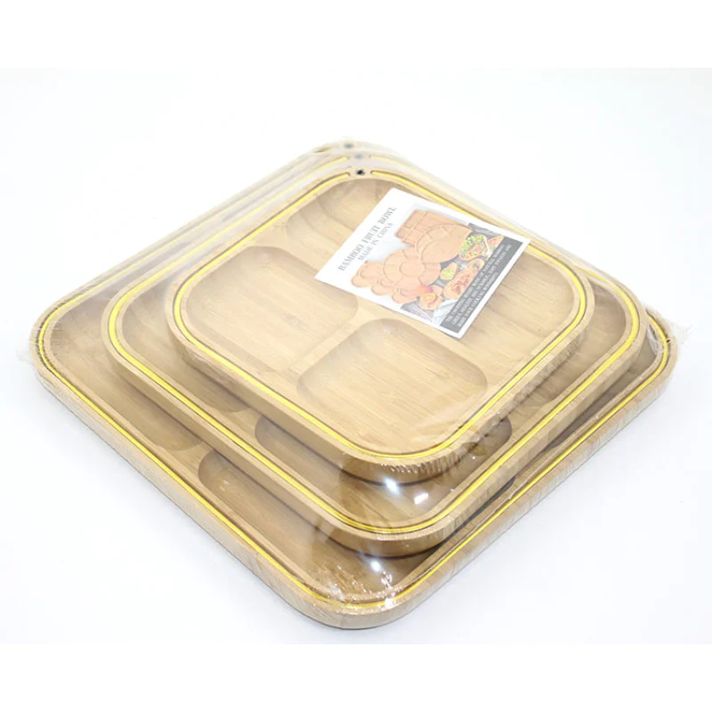 3Lü bambu Kahvaltı Çerez Ve Meyve Sunum Tabağı Alk2170