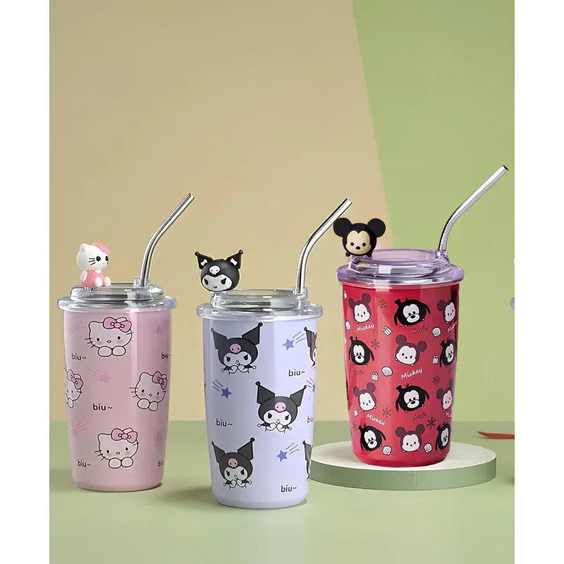 Kuromi,Hello Kitty,Ve Mickey Mouse Pipetli Bardak Termos Alk2965
