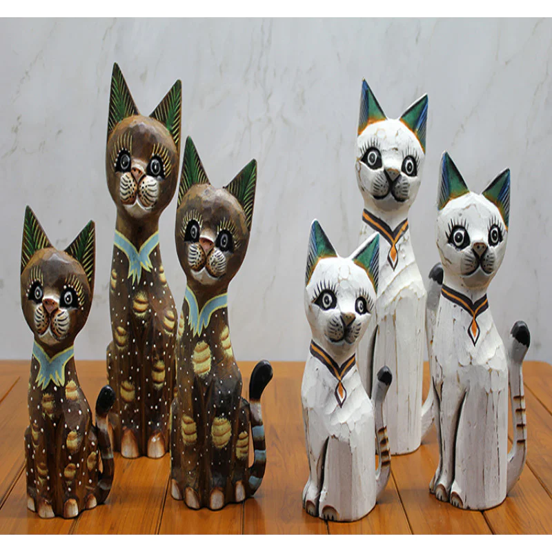 Ahşap 3lü 50 Cm Kedi Seti 3Sutama-2