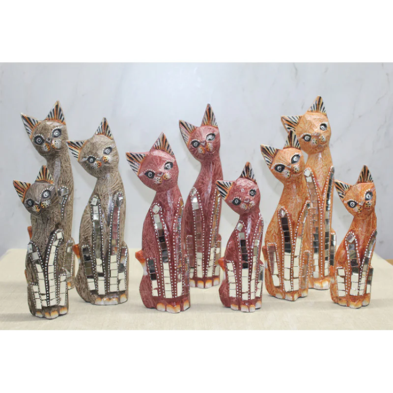 Ahşap 3Lü Kedi Seti 30 Cm 3Sutama-5